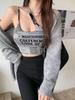 Ice Silk Newspaper Print Off-Shoulder Camisole Top for Women