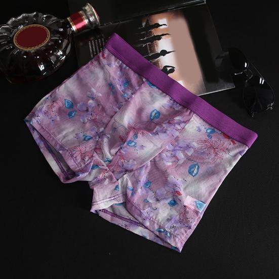 Pánské boxerky se středním pasem, pohodlný střih, vysoká elasticita, šortky, kalhotky, krajková síťovina, bezešvé spodní prádlo