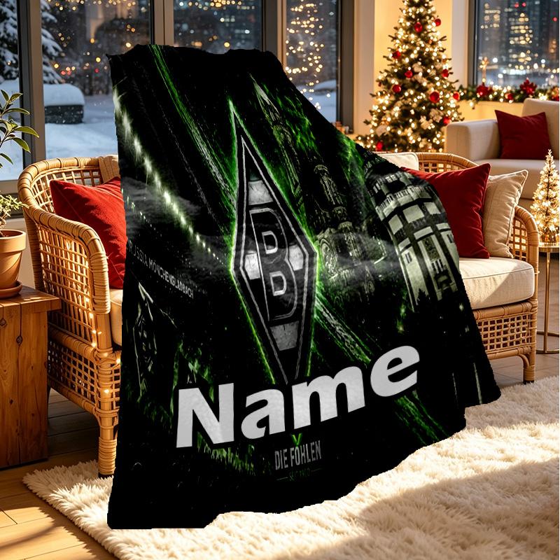 Custom Name Personalized Borussia Monchengladbach Print Blanket, Home Decor, Bedroom, Sofa, Camping, Couch, Gifts for Birthday ChristmasEnthusiasts