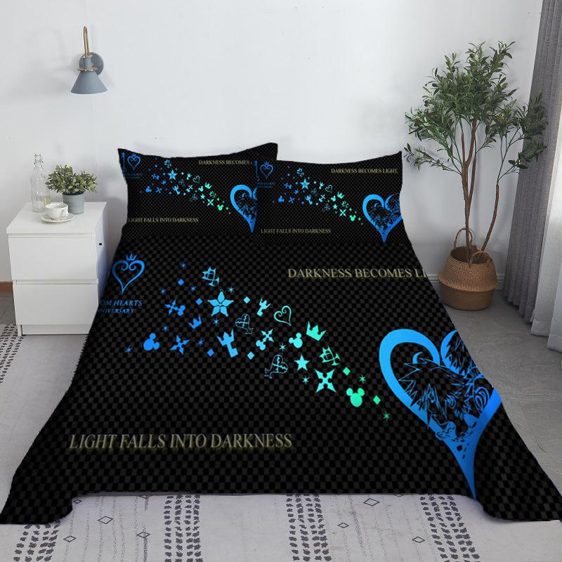 Black White Queen King Bed Sheet 2/3pcs Set Digital Print For Adult Polyester Bed Flat Sheet With Pillowcase Bedding Bed Linen