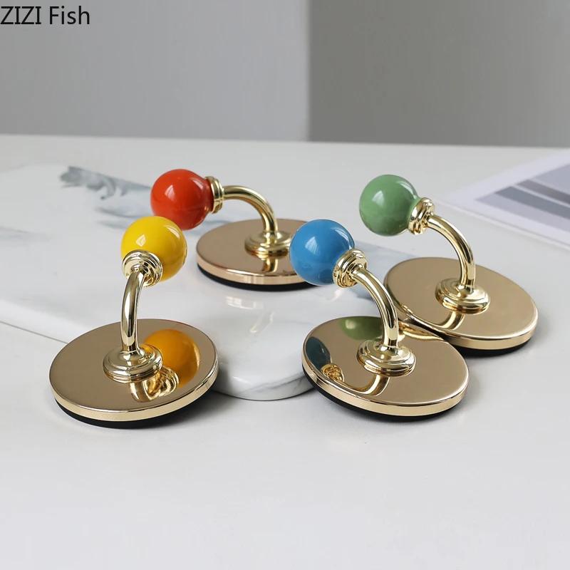 Golden Bending Hook Clothing Hat Hooks Wall-mounted Storage Hanging Hooks Colorful Wall Storage Holder Decorative Shelves