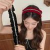 French Style Velvet Pleated Hair Hoop Sweet Women Sequin Hairband Shiny Rhinestone Headband Gifts