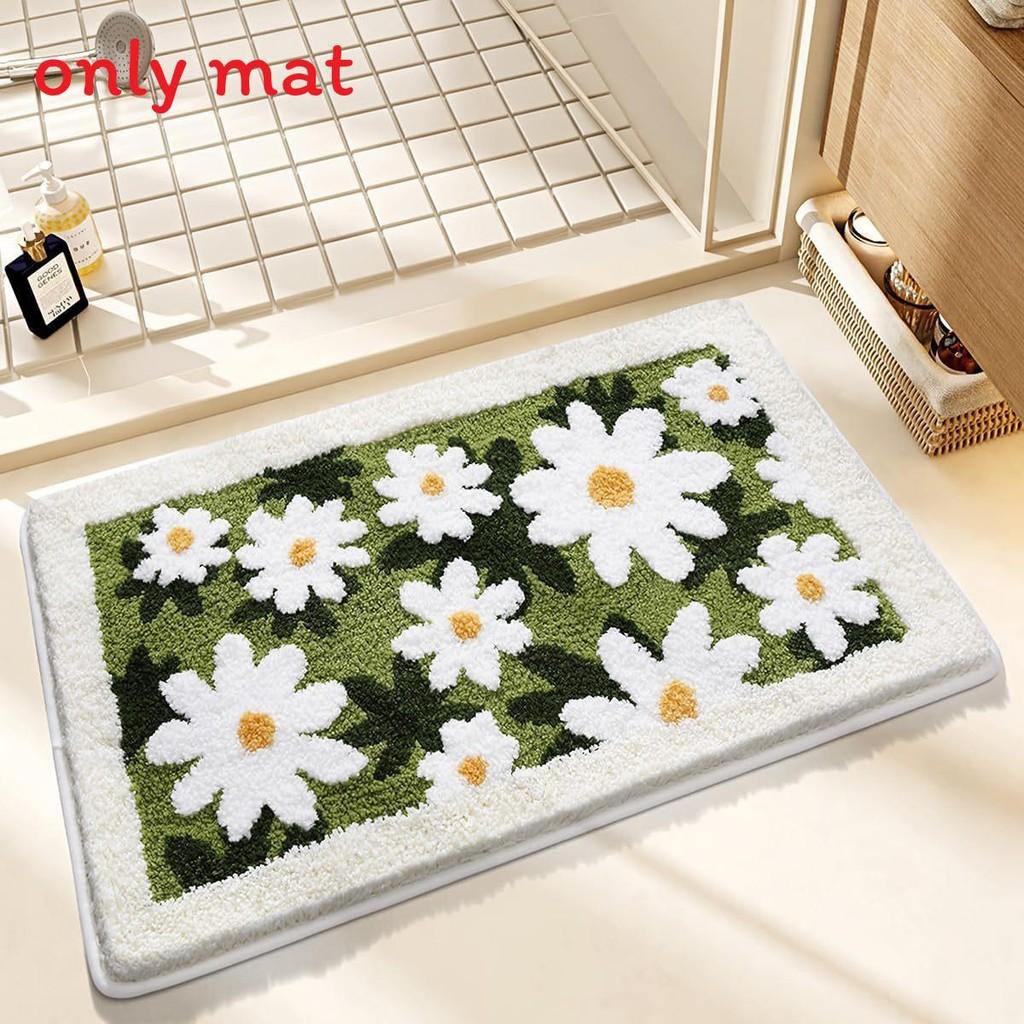 Sweet Flower Pattern Plush Absorbent Floor Mat Carpet For Home