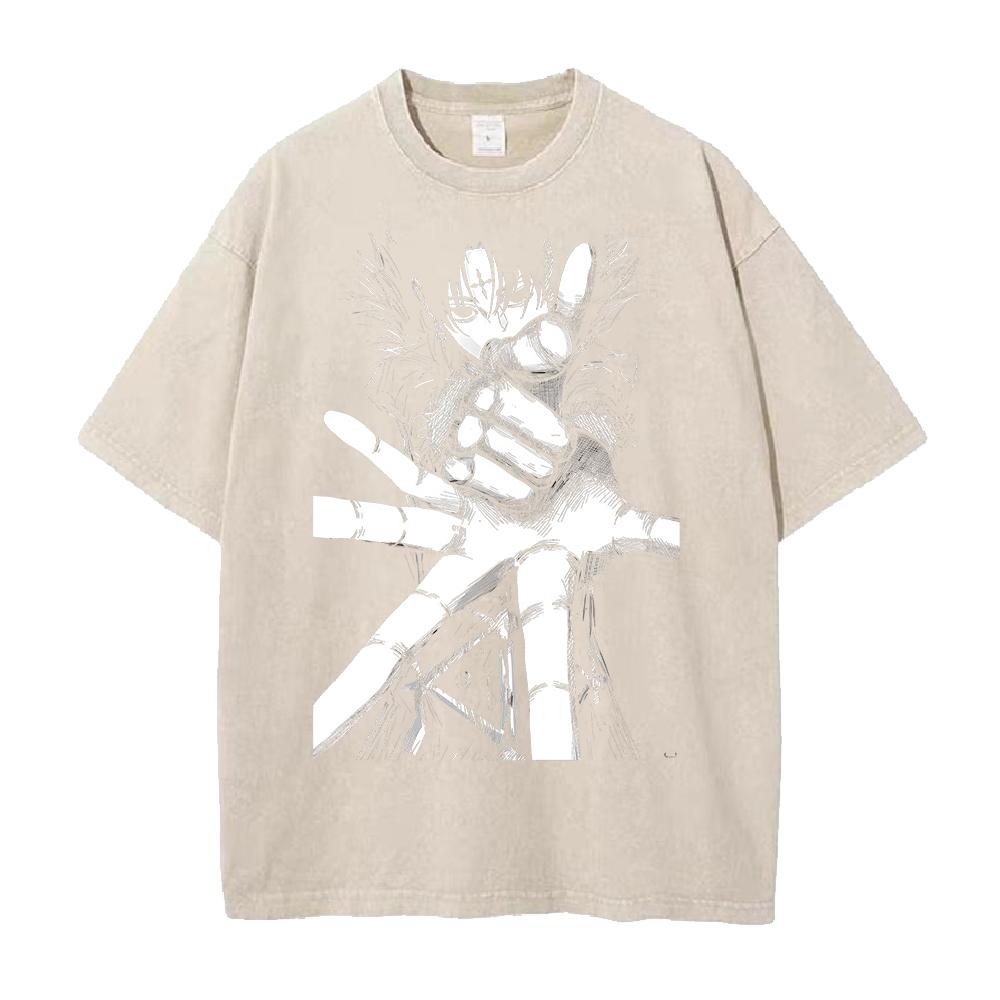 

Anime Hunter x Hunter Chrollo Graphic T Shirt Men Short Sleeve Clothing Casual Loose Tshirt Washed Cotton Tee Harajuku Tshirt S