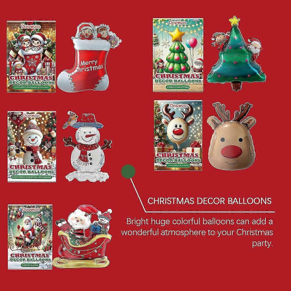 Durable Christmas Foil Balloons - Santa, Reindeer & Snowman Decor for Indoor & Outdoor Holiday Parties