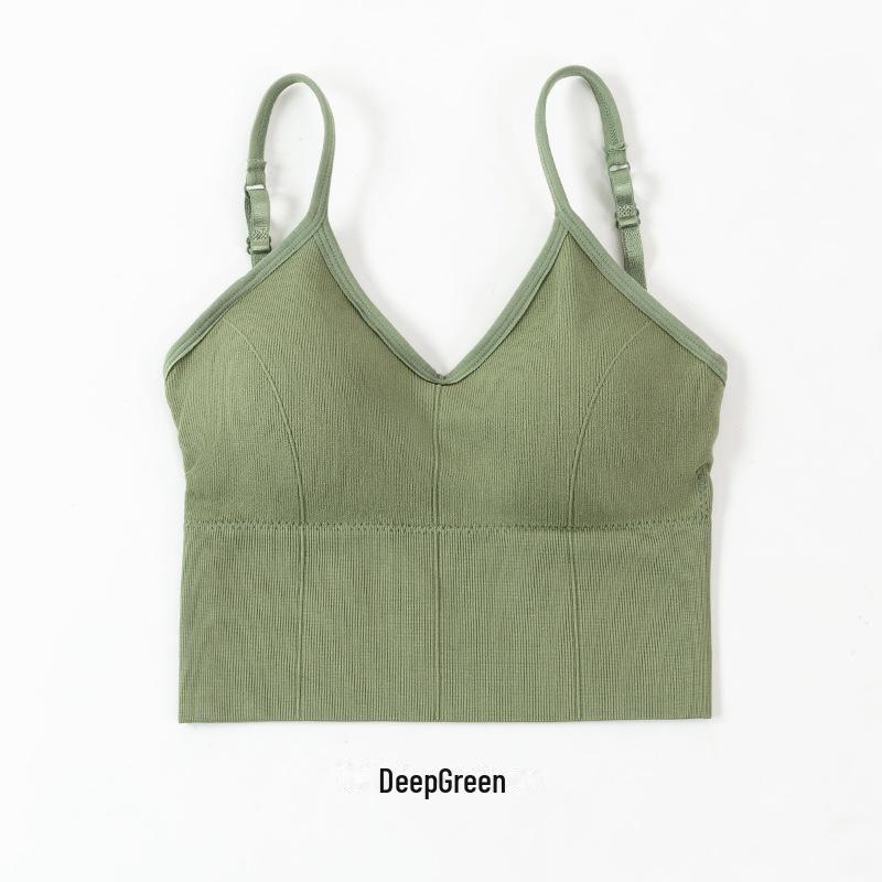 Бюстгальтер для йоги Kaka Solid Color Medium Thin No-Wire средней длины с тонкими бретелями 6685 Tight Latex