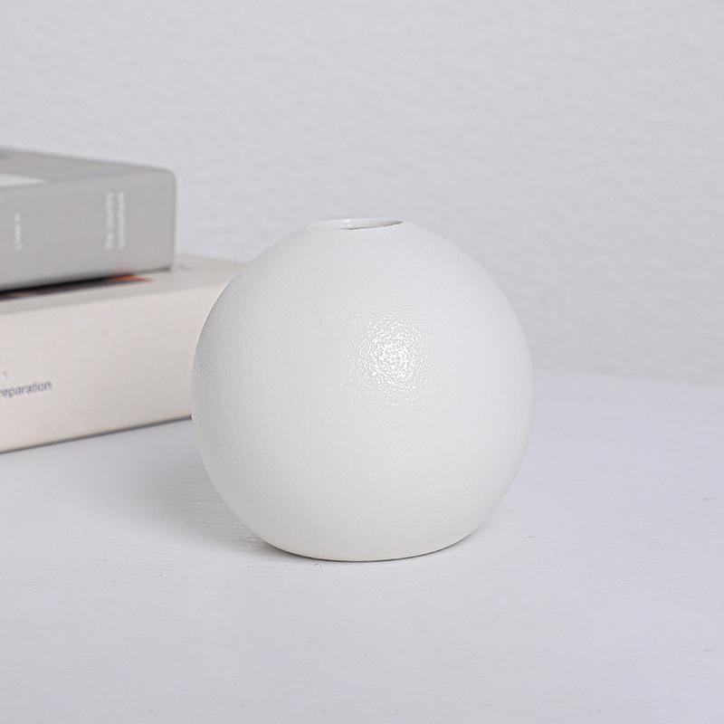 INS Nordic Ceramic Vase Black White Round Ball Flower Arranger Table Top Hydroponic Container Living Room Office Bookcase Decor