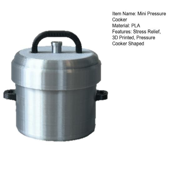 Miniature Pressure Cooker Model 3D Printed Tiny Cookware Ornament with Decompression Button Stress Relief Fidget Toy for Office Desk Decor