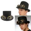 Trendiger Mechanisches Zahnrad Hoher Hut Cosplay Kostüm Kopfschmuck mit Nietenbesetzten Schutzbrillen für Cocktailparty Verkleidung