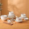 ZISIZ Elegant Lines 32-Piece Ceramic Dinnerware Set