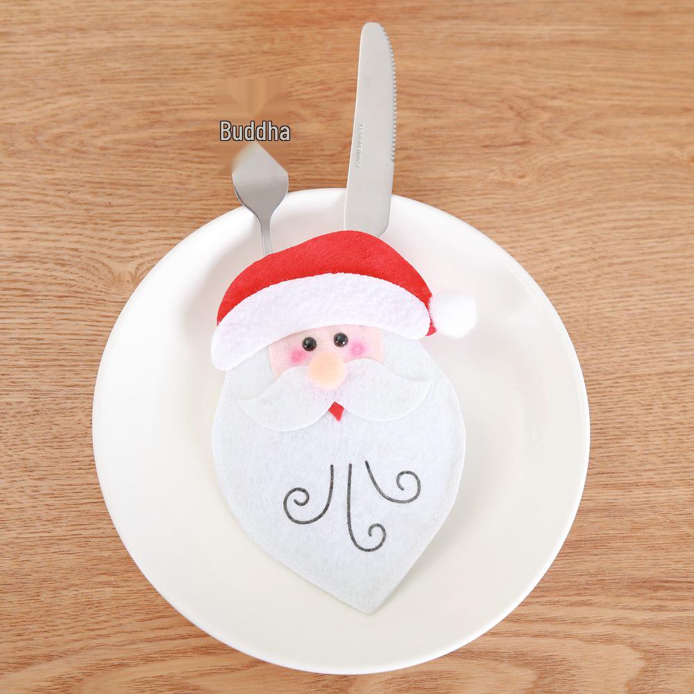 Santa Claus Cutlery Covers: Festive Christmas Knife & Fork Holders - Creative Cartoon Tableware Set