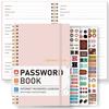 A5 Pink Password Book Internet Address  Account Logbook With Password Hint Pages Stickers Spiral Bound