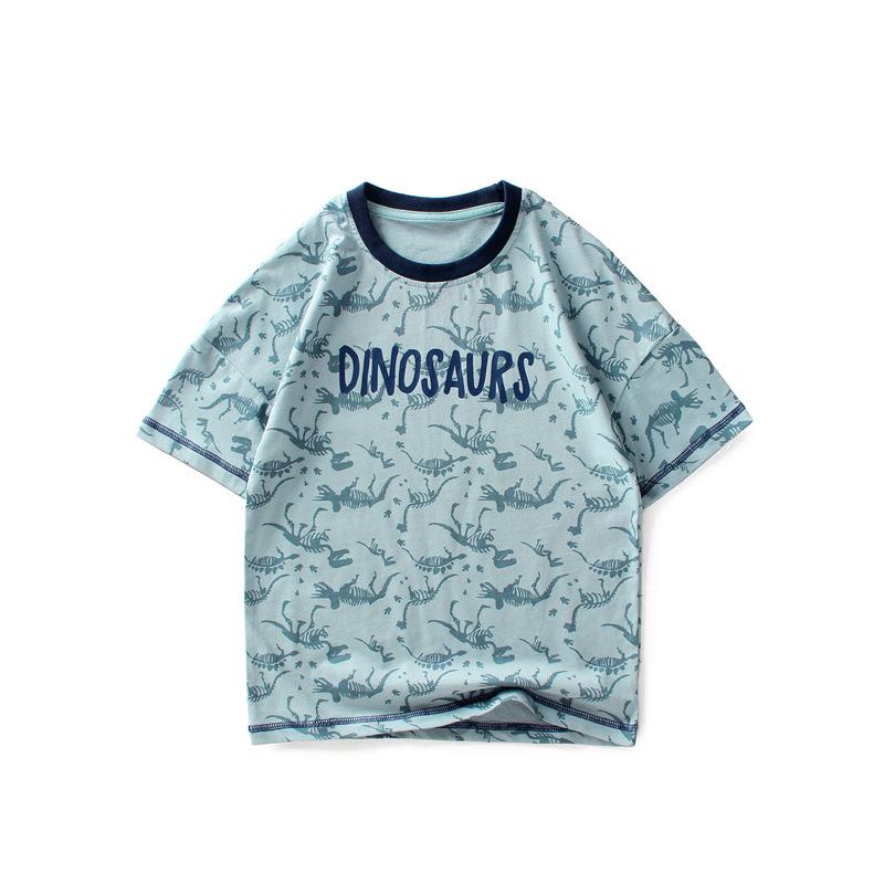 Kids' Korean Style Dinosaur Print Summer T-Shirt - Boys' Short Sleeve Trendy Top