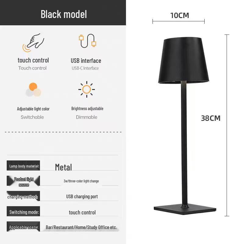 Rechargeable Iron Art LED Desk Lamp for Bedroom and Dining Room