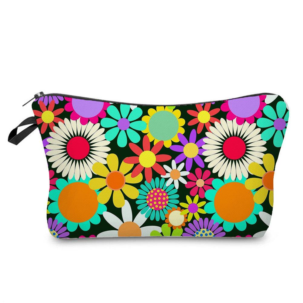 Women Flower Print Cosmetic Bag Toiletries Organize Travel Storage Case 6762 KTB