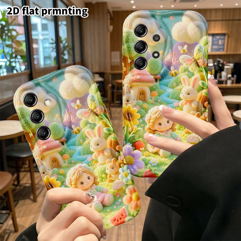 Phone Case: 2D flat, fits Samsung Galaxy A34 A35 M05 M06 S20 S22 S21 FE Plus 5G protective case, with dolls and small animals, perfect Christmas and H