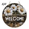 Wooden Sign Gift for Friends Daisy Welcome Front Door, Rustic Farmhouse Hanging Wall Decor Ornament Living Room with Hemp Rope, Wood Plaque