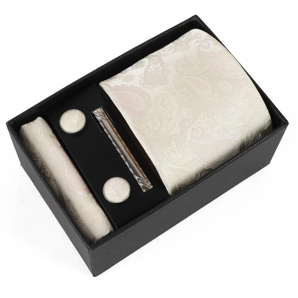 Heren Paisley Jacquard Stropdas met Cadeaubox - Elegante 8CM Cashew Design