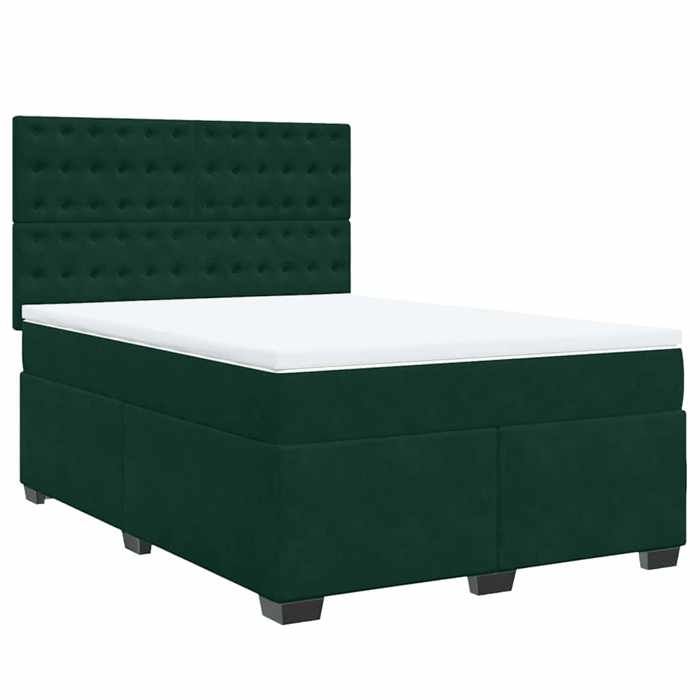 Cadre de lit avec matelas - Maison Exclusive - Velours vert foncé - 140x200cm - Tête de lit réglable