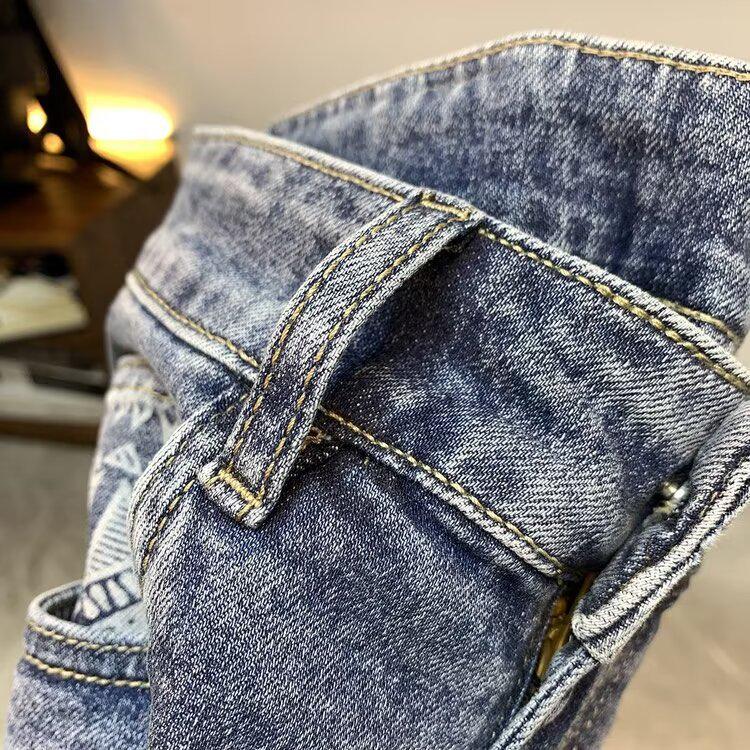 Men's Summer Thin Ripped Denim Shorts with Embroidery - Personalized Casual Breeches by Fashion Brand