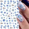 5pcs Watercolor Flower Nail Stickers Self-Adhesive Floral Nail Decals Purple Blue Cornflower Nail Decor for Women DIY Manicure