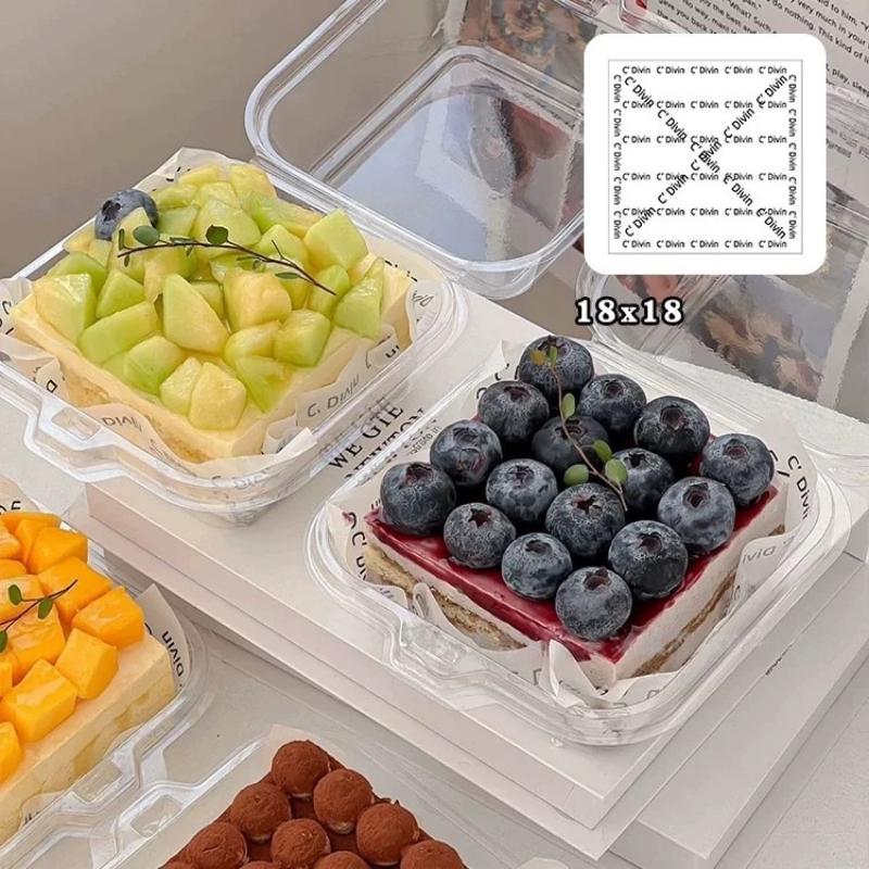 10/50 Piezas Utensilios de Cocina para Hornear Plástico Transparente Almeja Bento Caja para Pastel V2 Estética Caja de Embalaje para Tiramisú