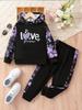 Girls' Fashion Long Sleeve Hoodie & Pants Set - Cute Cartoon & Floral Pattern for Spring/Autumn