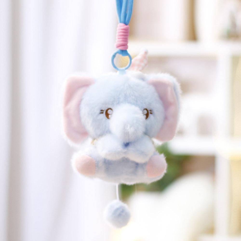 Plüschelefant mit Satin-Schal für Mädchen, Geschenk und Taschen-Schlüsselanhänger-Dekoration