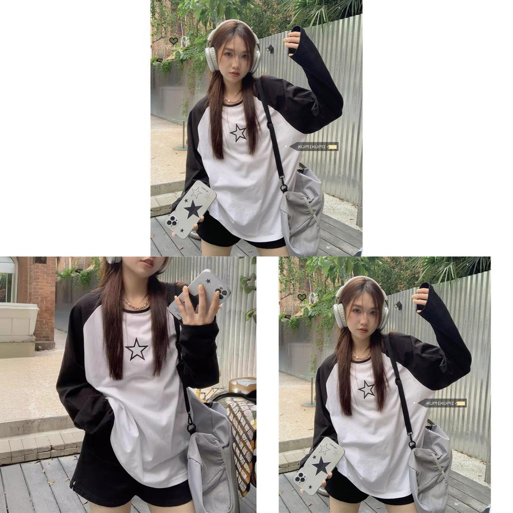 Casual Star Embroidered T Shirt For Women With Rayon Polyester Blend Spring