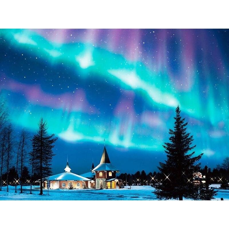 5d Diy Full Round Diamond Painting Embroidery Mosaic Aurora Polaris Landscape Home Decoration Gift Handicraf