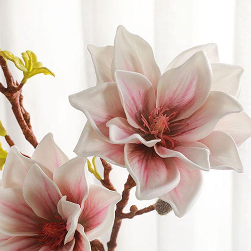 Floral Art Simulation Big Magnolia 3 Heads Artificial Orchid Flowers  Outdoor Garden Decor