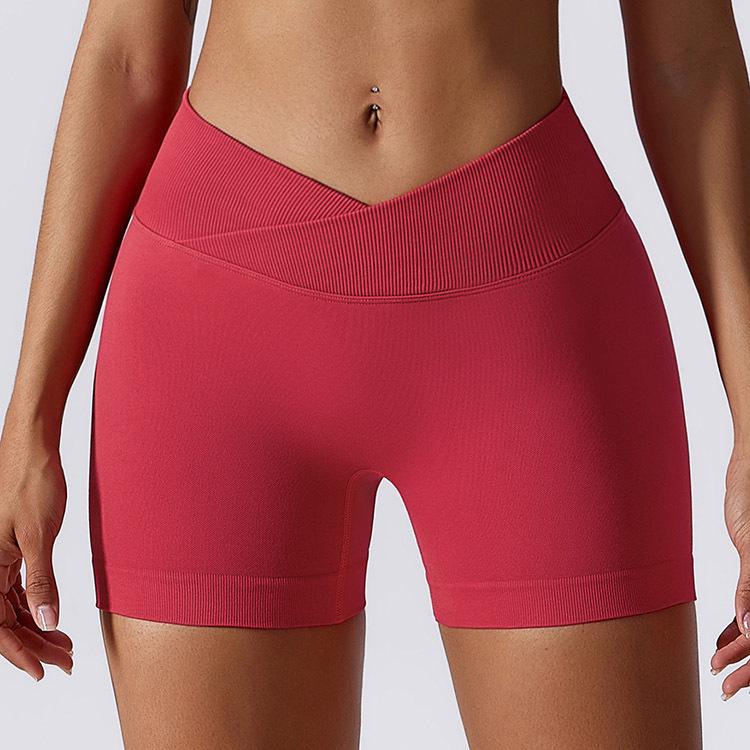 High-Waisted Peach Lift Yoga Shorts - Schnelltrocknend, Nahtlos, V-Bund, Sport- & Laufbekleidung