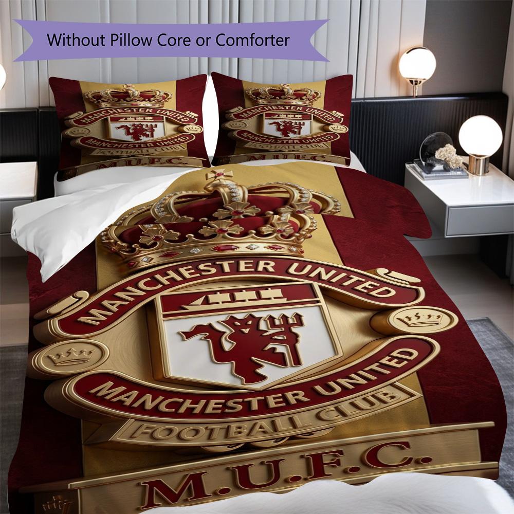Manchester Glory Bedding (1 * duvet cover + 2 * pillowcase, without core) 2D Flat Duvet cover and pillowcase Soft and comfortable Bedding set
