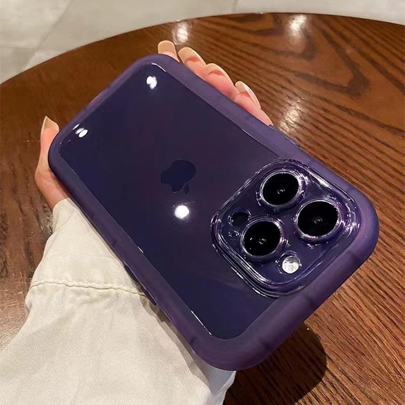 Dark Purple Silicone Phone Case for iPhone 8/7 Plus/11/12/14 - Transparent and Protective