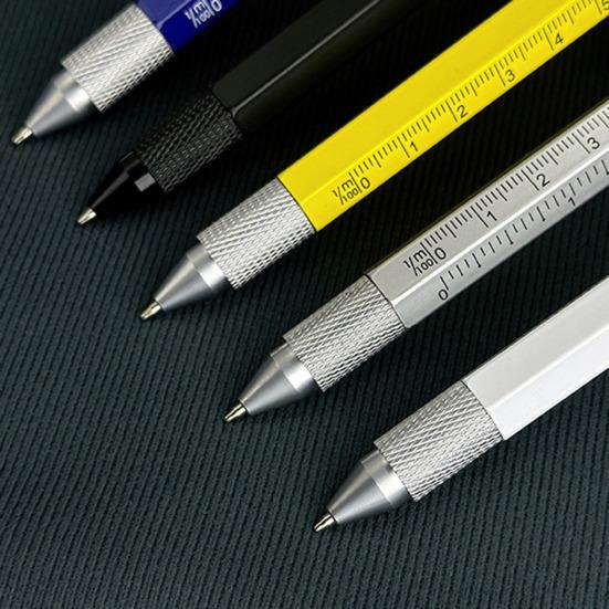 Multiverktøy Multifunksjonell Linjal Penner med LED-penn Flaskeåpner Stylus Kul