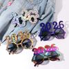 Cute 2026 Happy New Year Glasses Shiny New Year Decorative Sunglasses Christmas Glasses Photo Prop