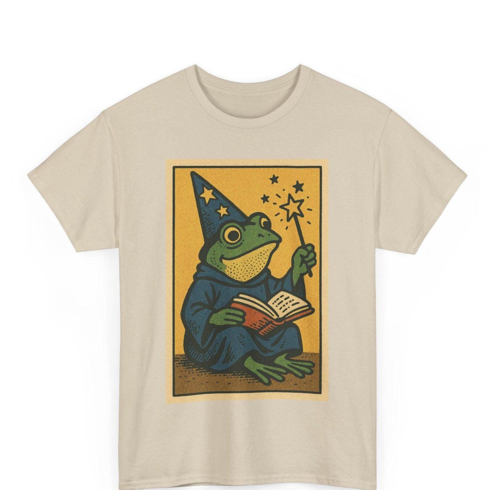 Wizard Frog Retro Comic T-Shirt: Funny Magic Meme Tee XL