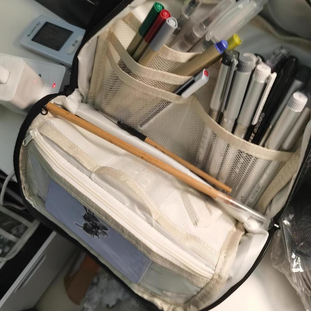 Enlarged 11 Layer Handheld Pencil Case Pen Bag Simple Color Design Wide Opening Storage Pouch Stationery School Travel