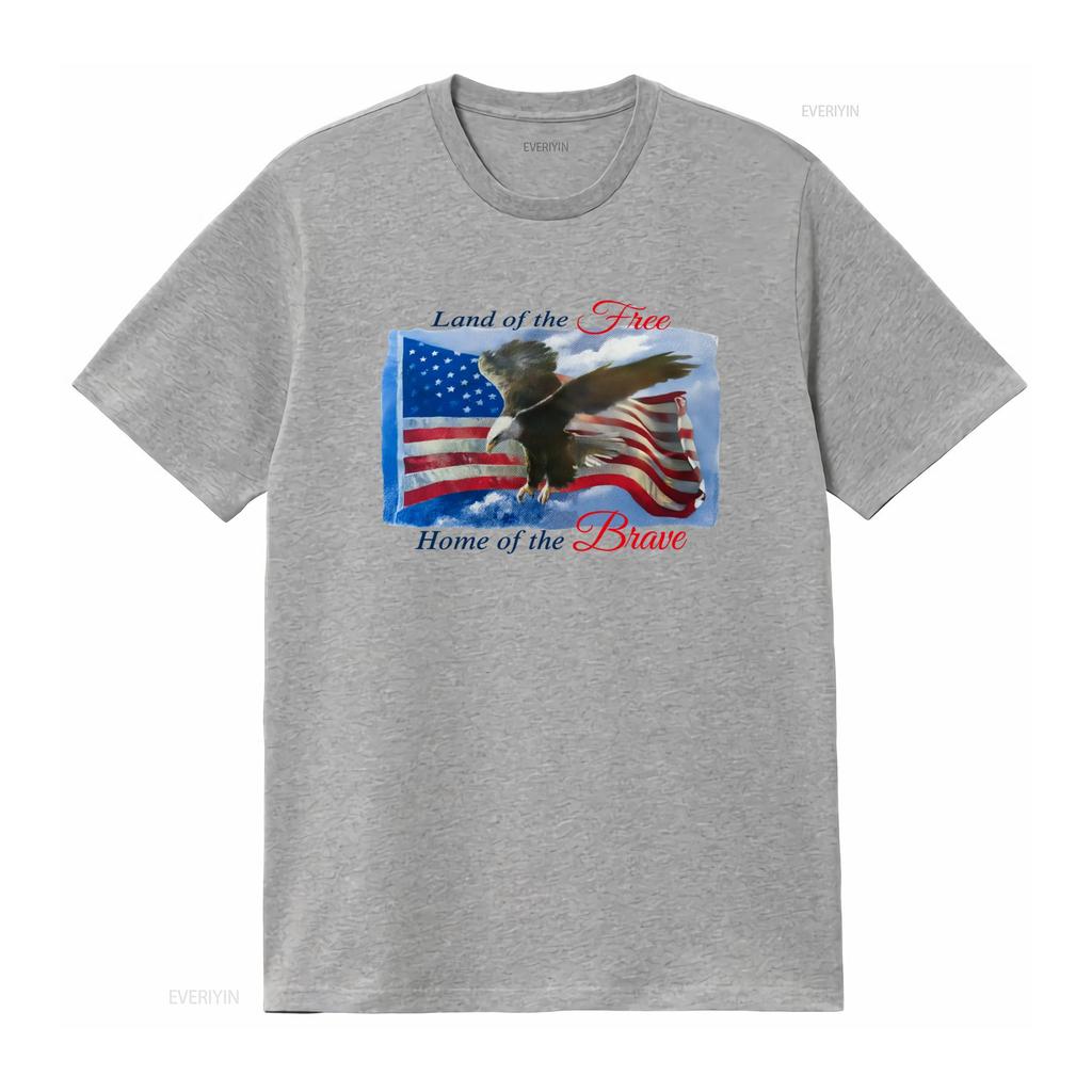 Vintage 90s Land of the Free Home Brave Eagle American Flag 4th July America White T Shirt Size L vintage Washed Soft homme
