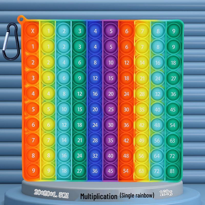 24cm Silicone Rainbow Kids' Learning Toy: Letters, Numbers, Multiplication Pop-It Fidget