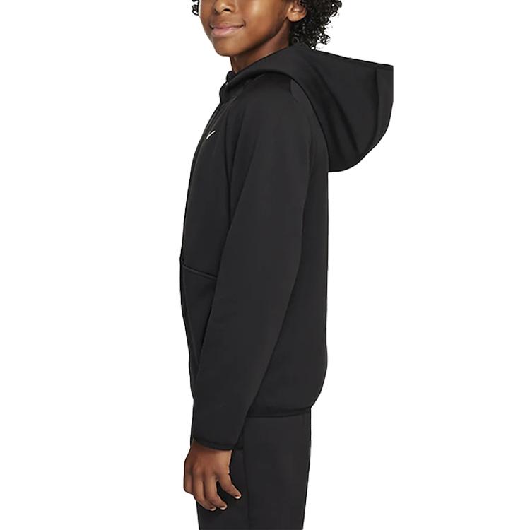 Nike Therma-Fit Logo Warm Training Hoodie Kids Hoodies Black White FZ5323-010