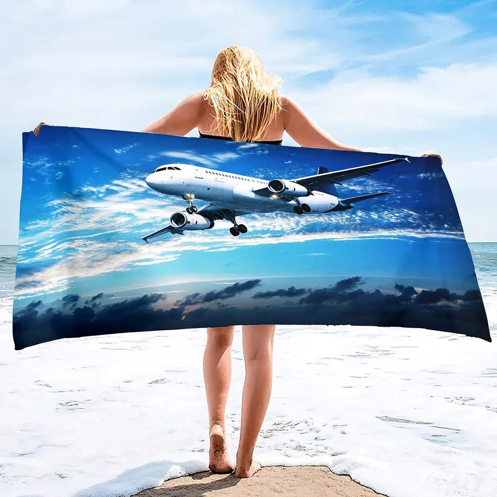 Aereo Stampato Leggero Sottile Asciugamano da Spiaggia Sovradimensionato Extra Large Asciugamani Senza Sabbia Asciugatura Rapida Viaggio Campeggio Accessori da Spiaggia