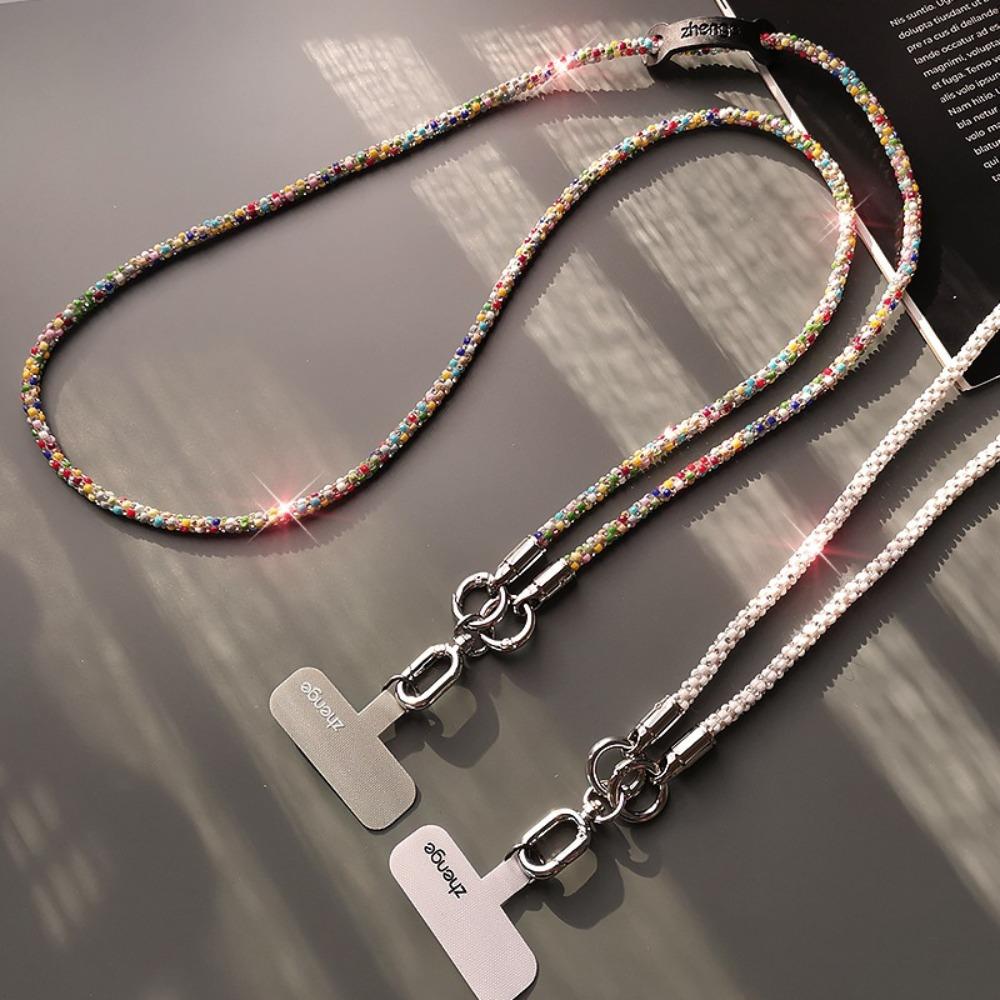 Long Style Glitter Rhinestone Phone Lanyard Hanging Cord Mobile Phone Chain Phone Case Accessories