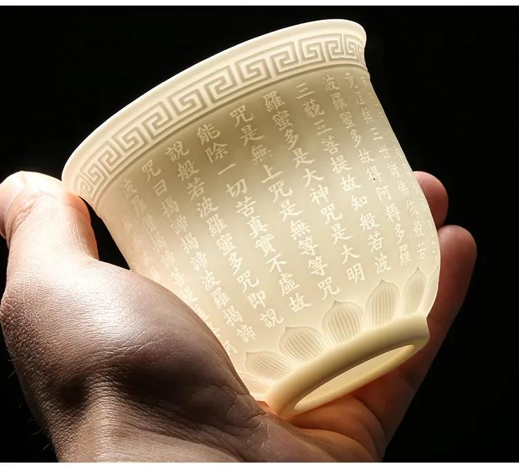 Creative Ceramic Kung Fu Tea Set Tea Cup Blue and White Master Cup Hand Painted White Porcelain Purple Sand Cup