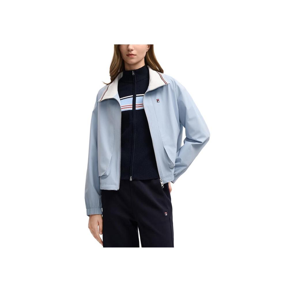 Fila אופנת מורשת רטרו טרנדית עמידה מעיל קפוצ'ון ארוג מעילים לנשים F11W548701FLB