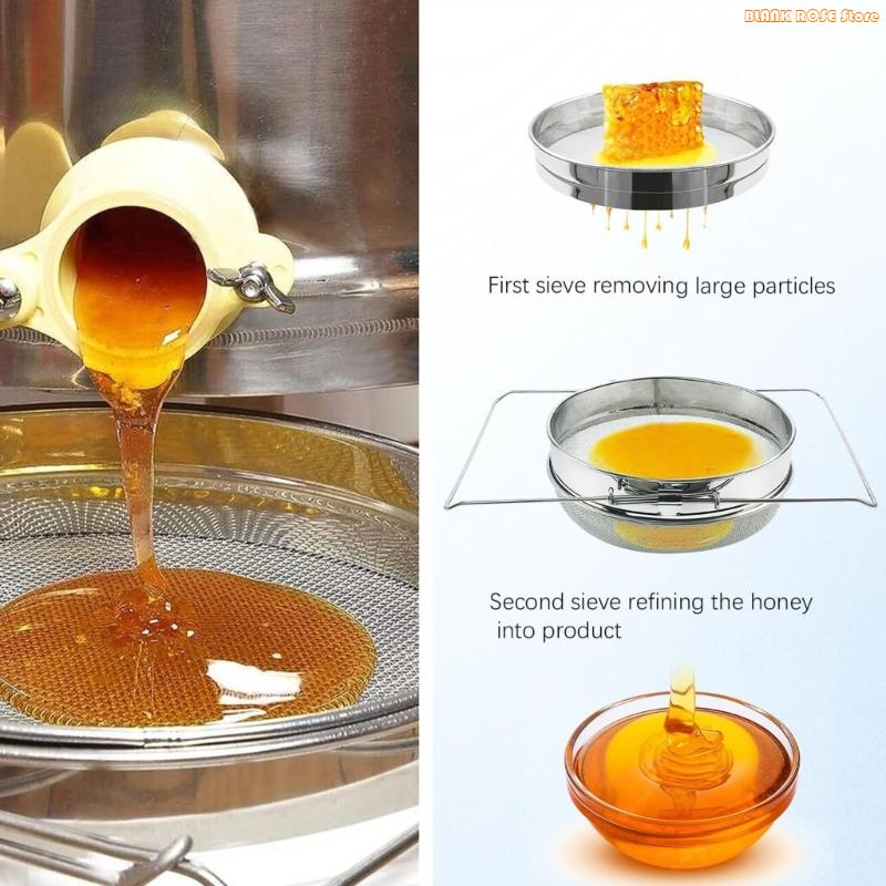 K1AE Beekeeping Processing Strainer Tool Adjustable Honeys Filter With 2 Microns Screens Rustproof Construction Easy Cleaning