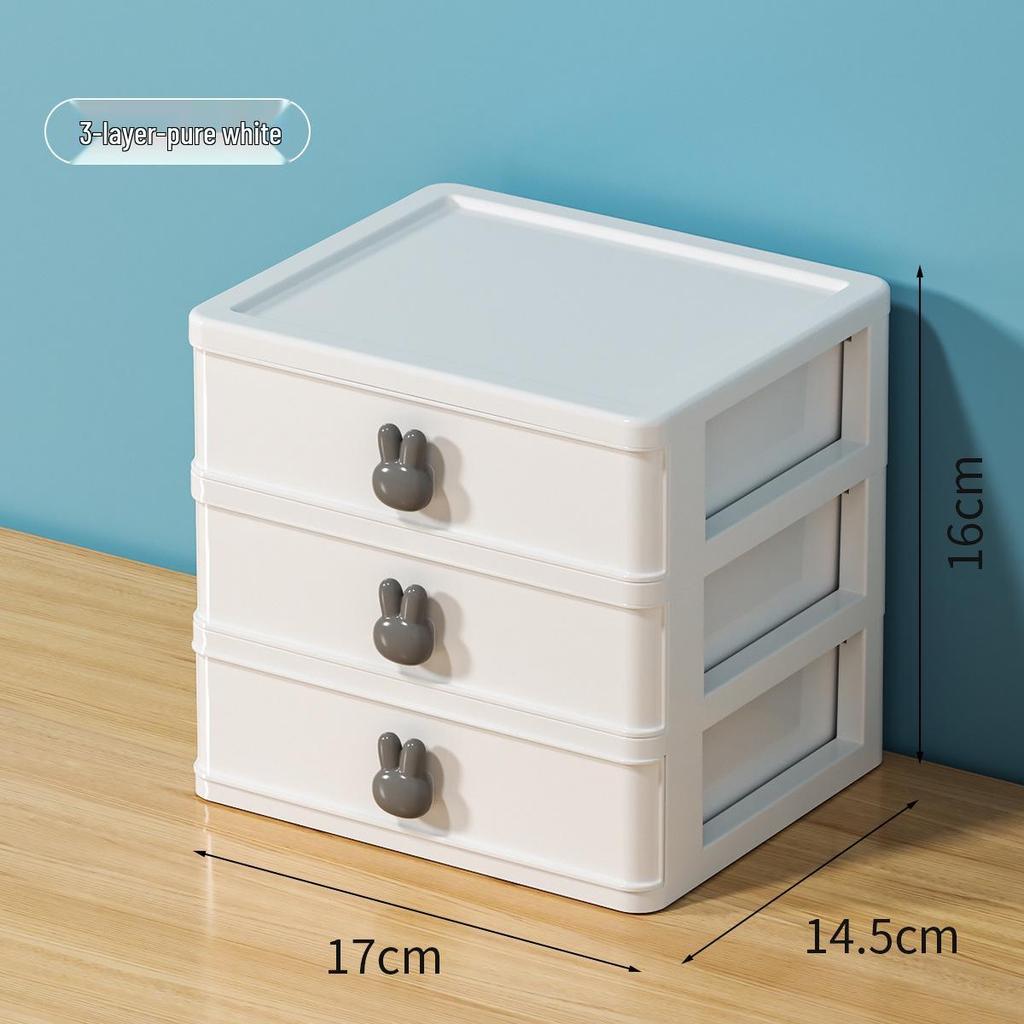 Cartoon Rabbit Transparent Mini Desk Storage Box with Drawers