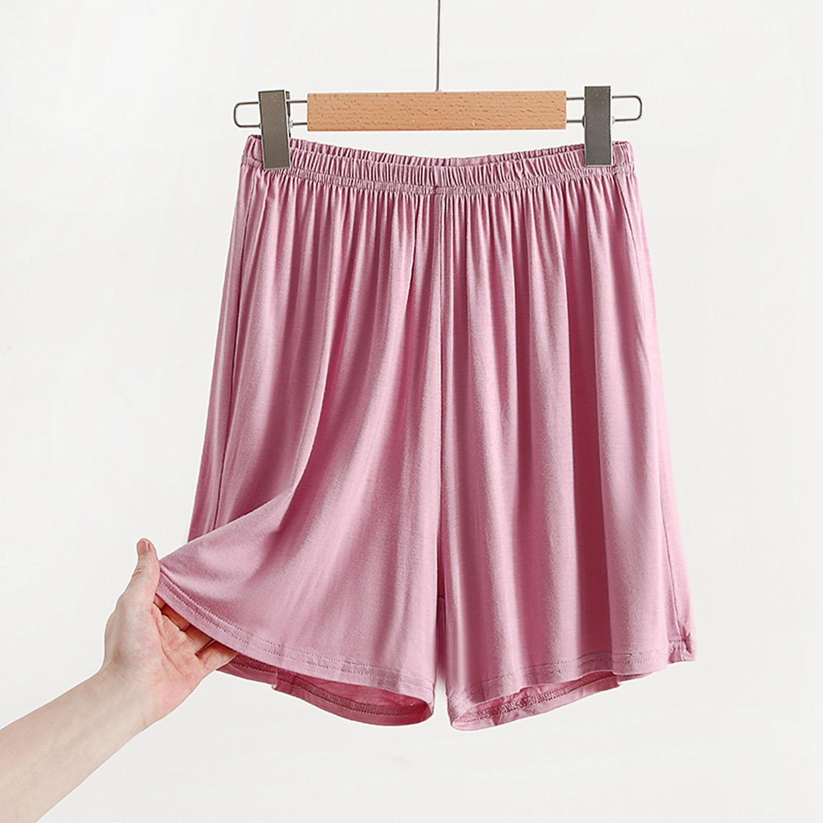 

Женские домашние повседневные штаны для сна можно носить как свободные шорты, летние тонкие однотонные домашние штаны XXL розовый