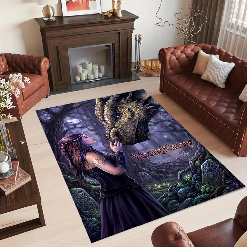 Gothic Illustrations Customize Text Area Rug Suitable for Dining Room Living Rooms Kitchen Playrooms Antislip Carpet Decorate Offices