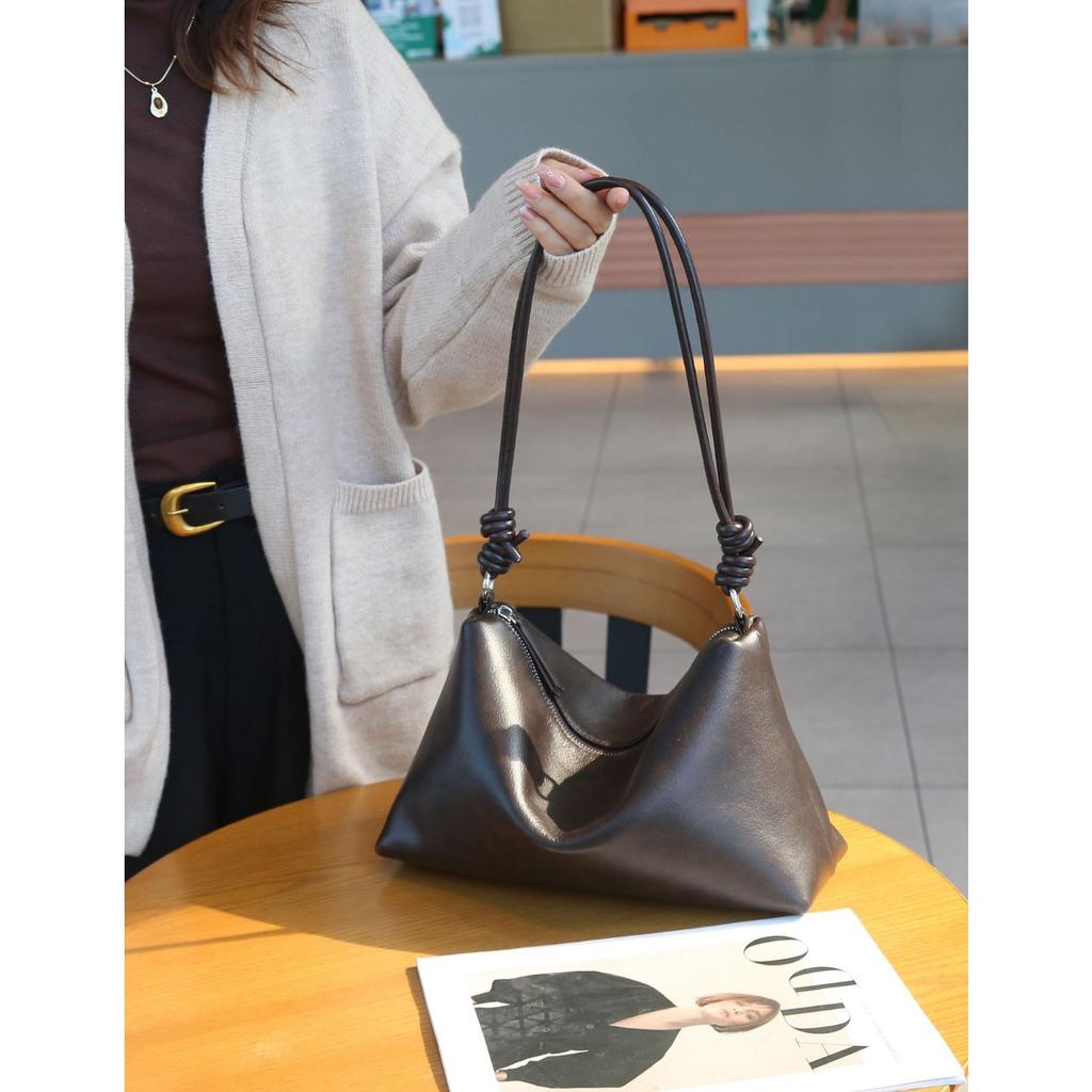 Skórzana codzienna torba damska na jedno ramię, listonoszka, modna, pojemna i prosta torebka damska, wielokomorowa torba typu shell